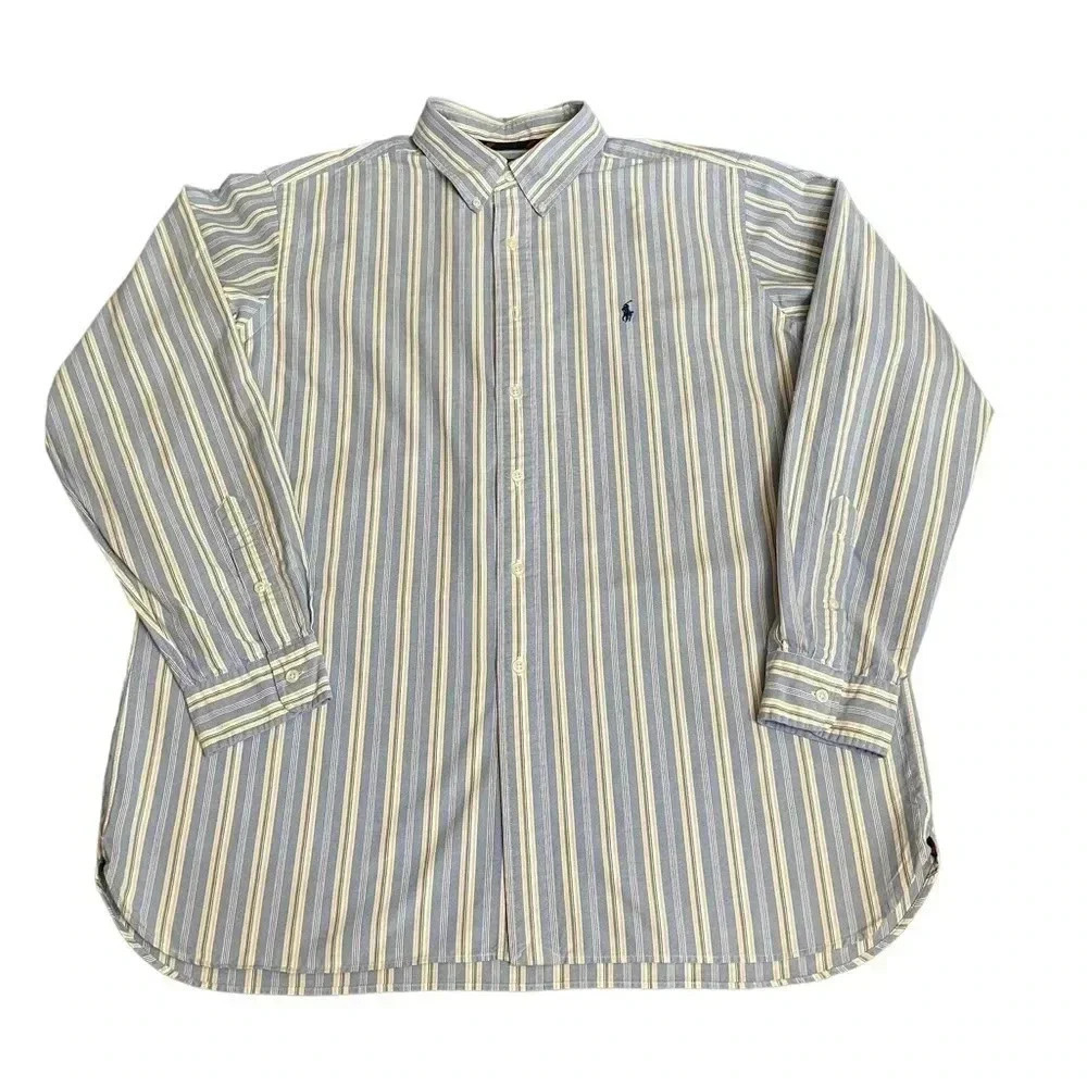 Ralph Lauren Classic Fit Polo Button Down Long Sleeve Striped Shirt Mens size XL